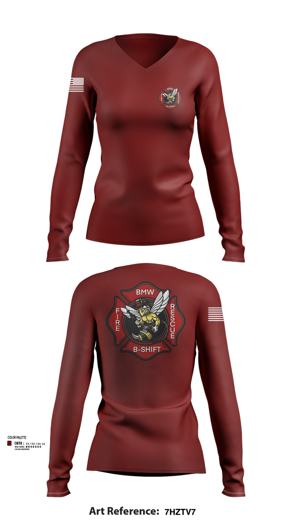 Womens Long Sleeve Vneck Shirt, B-Shift, Fire Department, Teamtime, Team time, sublimation, custom sports apparel, team uniforms, spirit wear, spiritwear, sports uniforms, custom shirts, team store, custom team store, fundraiser sports, apparel fundraiser