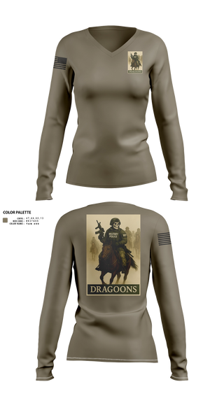 Womens Long Sleeve Vneck Shirt, ATC LEA, Army, Teamtime, Team time, sublimation, custom sports apparel, team uniforms, spirit wear, spiritwear, sports uniforms, custom shirts, team store, custom team store, fundraiser sports, apparel fundraiser