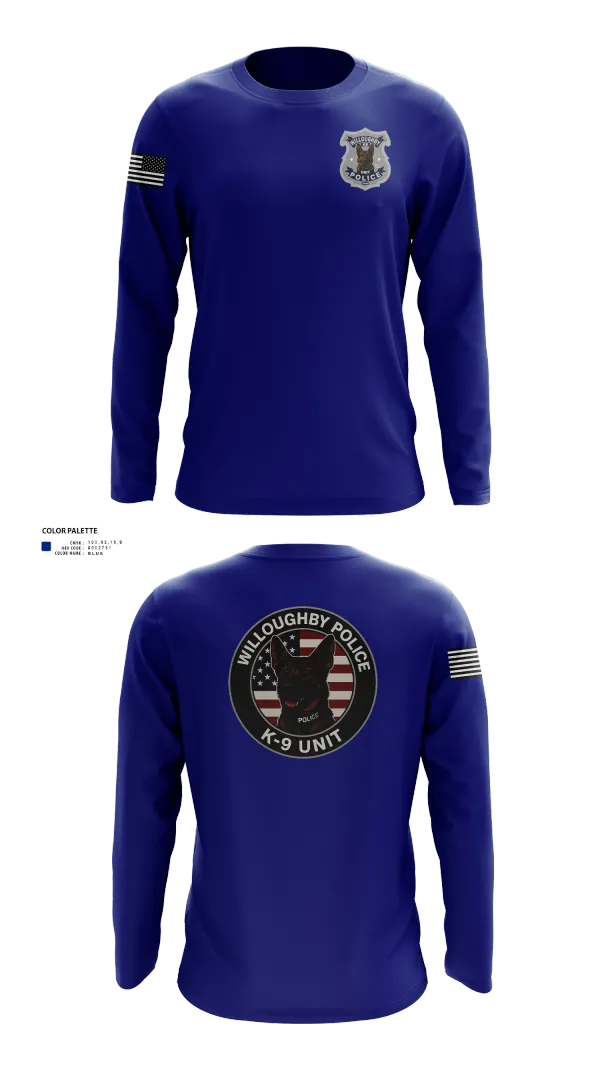 Long Sleeve Performance Shirt, Willoughby Police K9 Unit, Police, Teamtime, Team time, sublimation, custom sports apparel, team uniforms, spirit wear, spiritwear, sports uniforms, custom shirts, team store, custom team store, fundraiser sports, apparel fundraiser