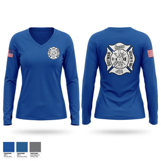 Womens Long Sleeve Vneck Shirt, Quitman fire and rescue, Fire Department, Teamtime, Team time, sublimation, custom sports apparel, team uniforms, spirit wear, spiritwear, sports uniforms, custom shirts, team store, custom team store, fundraiser sports, apparel fundraiser