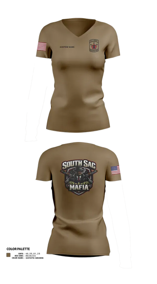 Womens Short Sleeve Vneck Shirt, SAC SOUTH, Army, Teamtime, Team time, sublimation, custom sports apparel, team uniforms, spirit wear, spiritwear, sports uniforms, custom shirts, team store, custom team store, fundraiser sports, apparel fundraiser