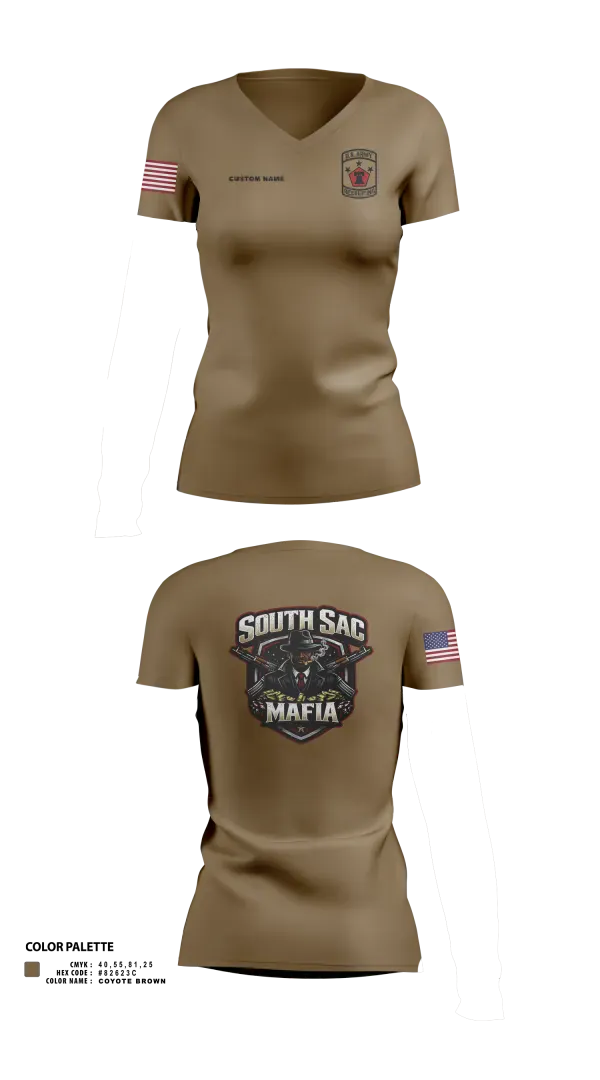 Womens Short Sleeve Vneck Shirt, SAC SOUTH, Army, Teamtime, Team time, sublimation, custom sports apparel, team uniforms, spirit wear, spiritwear, sports uniforms, custom shirts, team store, custom team store, fundraiser sports, apparel fundraiser