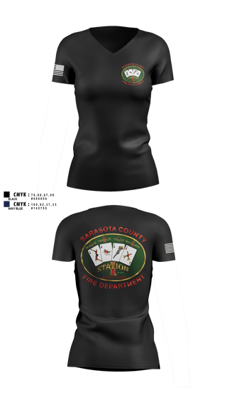 Womens Short Sleeve Vneck Shirt, Sarasota county fire dept sta 1, Fire Department, Teamtime, Team time, sublimation, custom sports apparel, team uniforms, spirit wear, spiritwear, sports uniforms, custom shirts, team store, custom team store, fundraiser sports, apparel fundraiser