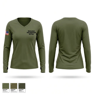 Womens Long Sleeve Vneck Shirt, Murfreesboro Police Department U.A.S. Team, Police, Teamtime, Team time, sublimation, custom sports apparel, team uniforms, spirit wear, spiritwear, sports uniforms, custom shirts, team store, custom team store, fundraiser sports, apparel fundraiser