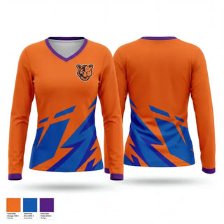 Womens Long Sleeve Vneck Shirt, North Pitt High School Football, Track & Field, Teamtime, Team time, sublimation, custom sports apparel, team uniforms, spirit wear, spiritwear, sports uniforms, custom shirts, team store, custom team store, fundraiser sports, apparel fundraiser