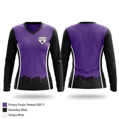 Walhalla Ballhogs Women's Long Sleeve V-neck Shirt - 1