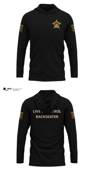 Long Sleeve Hooded Sun Shirt, RCSO BACKSEATERS, Police, Teamtime, Team time, sublimation, custom sports apparel, team uniforms, spirit wear, spiritwear, sports uniforms, custom shirts, team store, custom team store, fundraiser sports, apparel fundraiser