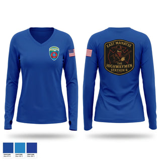 Womens Long Sleeve Vneck Shirt, East Manatee, Fire Department, Teamtime, Team time, sublimation, custom sports apparel, team uniforms, spirit wear, spiritwear, sports uniforms, custom shirts, team store, custom team store, fundraiser sports, apparel fundraiser