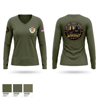 Womens Long Sleeve Vneck Shirt, Fugitive Apprehension, Police, Teamtime, Team time, sublimation, custom sports apparel, team uniforms, spirit wear, spiritwear, sports uniforms, custom shirts, team store, custom team store, fundraiser sports, apparel fundraiser