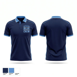 Short Sleeve Performance Polo, Louisiana Blue Crew, Baseball, Teamtime, Team time, sublimation, custom sports apparel, team uniforms, spirit wear, spiritwear, sports uniforms, custom shirts, team store, custom team store, fundraiser sports, apparel fundraiser