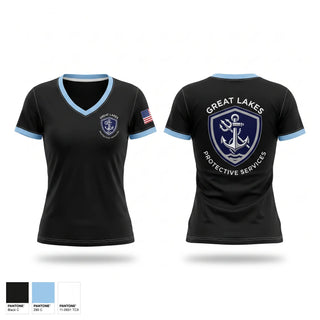 Womens Short Sleeve Vneck Shirt, Great Lakes Protective Services, Police, Teamtime, Team time, sublimation, custom sports apparel, team uniforms, spirit wear, spiritwear, sports uniforms, custom shirts, team store, custom team store, fundraiser sports, apparel fundraiser
