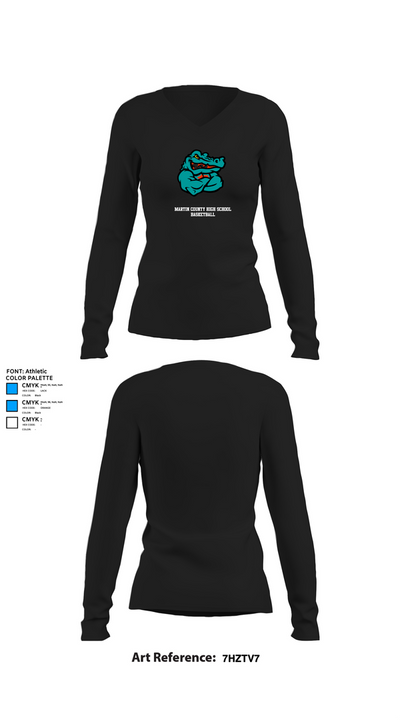 Martin County High School Basketball 52043230 Women's Long Sleeve V-neck Shirt - 34