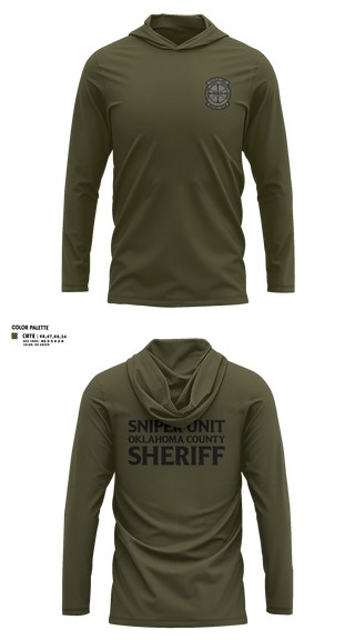 Long Sleeve Hooded Sun Shirt, Oklahoma County Sniper Team, Police, Teamtime, Team time, sublimation, custom sports apparel, team uniforms, spirit wear, spiritwear, sports uniforms, custom shirts, team store, custom team store, fundraiser sports, apparel fundraiser