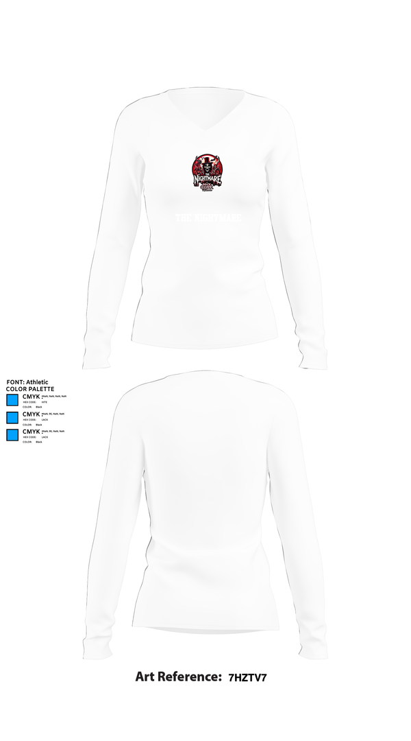 Womens Long Sleeve Vneck Shirt, The Nightmare, , Teamtime, Team time, sublimation, custom sports apparel, team uniforms, spirit wear, spiritwear, sports uniforms, custom shirts, team store, custom team store, fundraiser sports, apparel fundraiser