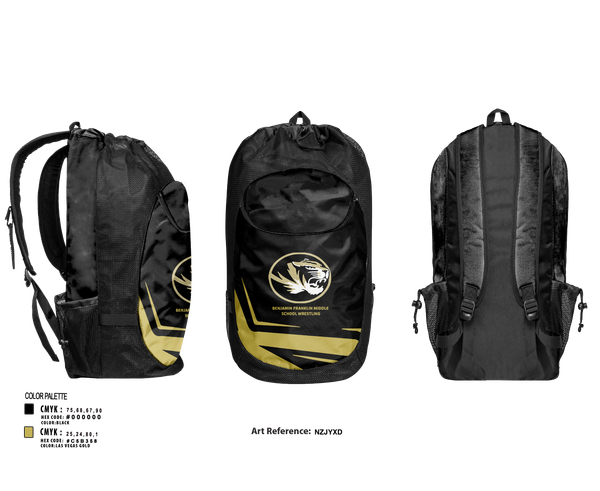Gear Bag, Benjamin Franklin Middle School Wrestling, Wrestling, Teamtime, Team time, sublimation, custom sports apparel, team uniforms, spirit wear, spiritwear, sports uniforms, custom shirts, team store, custom team store, fundraiser sports, apparel fundraiser