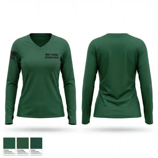 Womens Long Sleeve Vneck Shirt, Ware County School Police, Police, Teamtime, Team time, sublimation, custom sports apparel, team uniforms, spirit wear, spiritwear, sports uniforms, custom shirts, team store, custom team store, fundraiser sports, apparel fundraiser