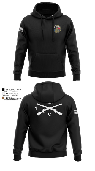 Hoodie, C Co 1-141 IN, Army, Teamtime, Team time, sublimation, custom sports apparel, team uniforms, spirit wear, spiritwear, sports uniforms, custom shirts, team store, custom team store, fundraiser sports, apparel fundraiser
