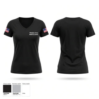 Womens Short Sleeve Vneck Shirt, Madigan Army Medical Center, Army, Teamtime, Team time, sublimation, custom sports apparel, team uniforms, spirit wear, spiritwear, sports uniforms, custom shirts, team store, custom team store, fundraiser sports, apparel fundraiser