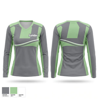 Womens Long Sleeve Vneck Shirt, Lundev, , Teamtime, Team time, sublimation, custom sports apparel, team uniforms, spirit wear, spiritwear, sports uniforms, custom shirts, team store, custom team store, fundraiser sports, apparel fundraiser