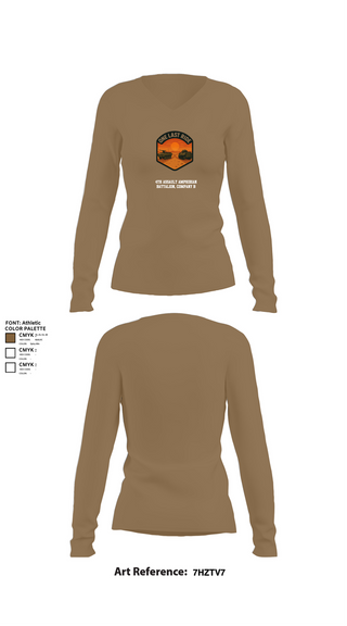 Womens Long Sleeve Vneck Shirt, 4th Assault Amphibian Battalion, Company B, , Teamtime, Team time, sublimation, custom sports apparel, team uniforms, spirit wear, spiritwear, sports uniforms, custom shirts, team store, custom team store, fundraiser sports, apparel fundraiser