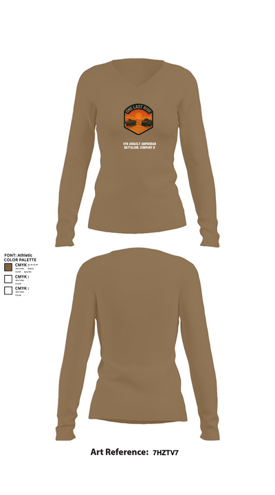 4th Assault Amphibian Battalion, Company B 82284637 Women's Long Sleeve V-neck Shirt - 2