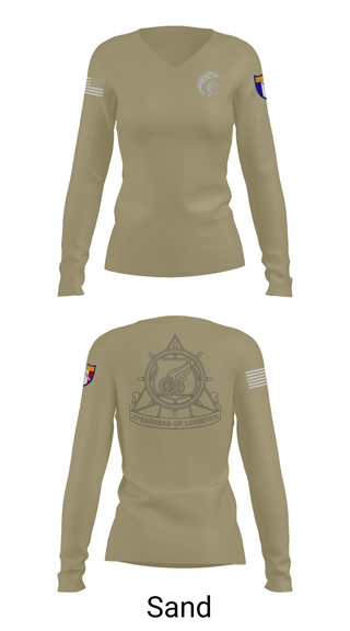 Womens Long Sleeve Vneck Shirt, 2112th Transportation Company, , Teamtime, Team time, sublimation, custom sports apparel, team uniforms, spirit wear, spiritwear, sports uniforms, custom shirts, team store, custom team store, fundraiser sports, apparel fundraiser