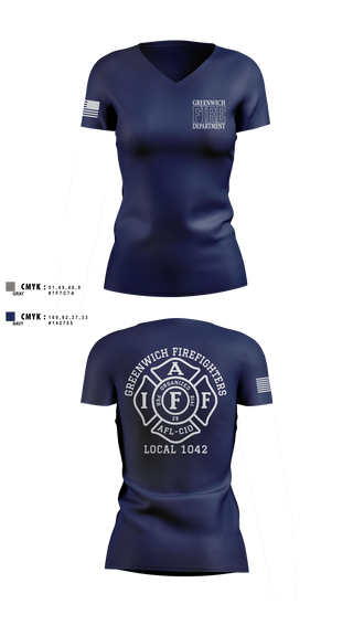 Womens Short Sleeve Vneck Shirt, Greenwich Fire Local 1042, Fire Department, Teamtime, Team time, sublimation, custom sports apparel, team uniforms, spirit wear, spiritwear, sports uniforms, custom shirts, team store, custom team store, fundraiser sports, apparel fundraiser