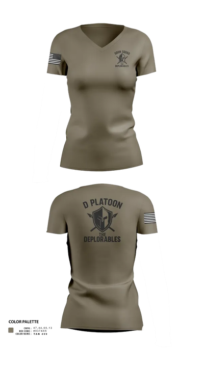 D Platoon 37319682 Women's Short Sleeve V-neck Shirt - 101