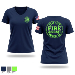 Womens Short Sleeve Vneck Shirt, East Side Fire Department (Belleville), Fire Department, Teamtime, Team time, sublimation, custom sports apparel, team uniforms, spirit wear, spiritwear, sports uniforms, custom shirts, team store, custom team store, fundraiser sports, apparel fundraiser