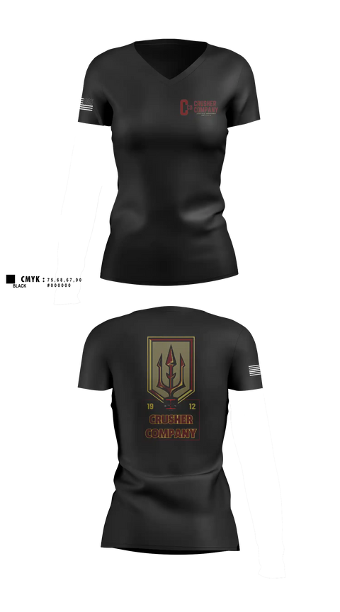 Womens Short Sleeve Vneck Shirt, Crusher Company, Army, Teamtime, Team time, sublimation, custom sports apparel, team uniforms, spirit wear, spiritwear, sports uniforms, custom shirts, team store, custom team store, fundraiser sports, apparel fundraiser