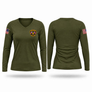 Womens Long Sleeve Vneck Shirt, Aragon Police Department, Police, Teamtime, Team time, sublimation, custom sports apparel, team uniforms, spirit wear, spiritwear, sports uniforms, custom shirts, team store, custom team store, fundraiser sports, apparel fundraiser