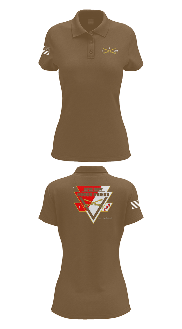 Womens Short Sleeve Performance Polo, A Troop, 1st squadron-299th Calvary Regiment, , Teamtime, Team time, sublimation, custom sports apparel, team uniforms, spirit wear, spiritwear, sports uniforms, custom shirts, team store, custom team store, fundraiser sports, apparel fundraiser