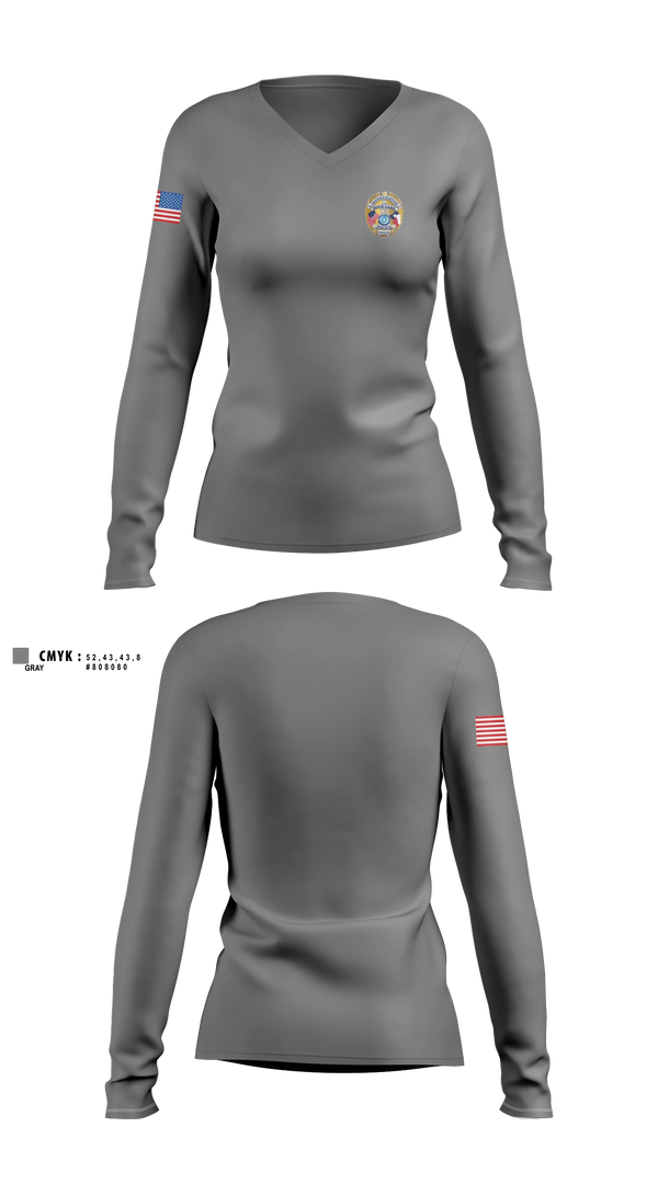 Womens Long Sleeve Vneck Shirt, Sour Lake Police Department, Police, Teamtime, Team time, sublimation, custom sports apparel, team uniforms, spirit wear, spiritwear, sports uniforms, custom shirts, team store, custom team store, fundraiser sports, apparel fundraiser