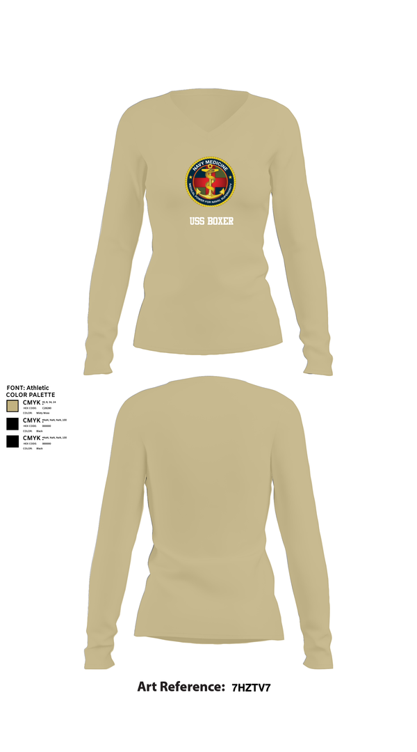 Womens Long Sleeve Vneck Shirt, USS Boxer, , Teamtime, Team time, sublimation, custom sports apparel, team uniforms, spirit wear, spiritwear, sports uniforms, custom shirts, team store, custom team store, fundraiser sports, apparel fundraiser