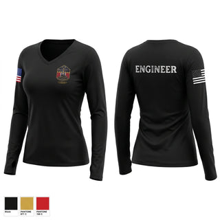 Womens Long Sleeve Vneck Shirt, 744 Engineer Company, Army, Teamtime, Team time, sublimation, custom sports apparel, team uniforms, spirit wear, spiritwear, sports uniforms, custom shirts, team store, custom team store, fundraiser sports, apparel fundraiser