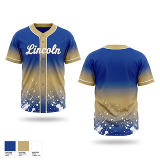 Full Button Baseball Jersey, Lincoln, Baseball, Teamtime, Team time, sublimation, custom sports apparel, team uniforms, spirit wear, spiritwear, sports uniforms, custom shirts, team store, custom team store, fundraiser sports, apparel fundraiser