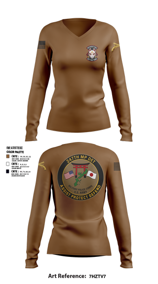 Womens Long Sleeve Vneck Shirt, 247TH Military Police Detachment, Army, Teamtime, Team time, sublimation, custom sports apparel, team uniforms, spirit wear, spiritwear, sports uniforms, custom shirts, team store, custom team store, fundraiser sports, apparel fundraiser