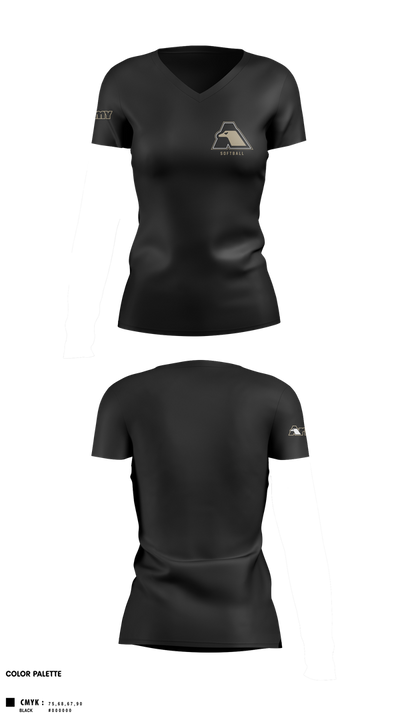 All-Army Softball 18643751 Women's Short Sleeve V-neck Shirt - 2