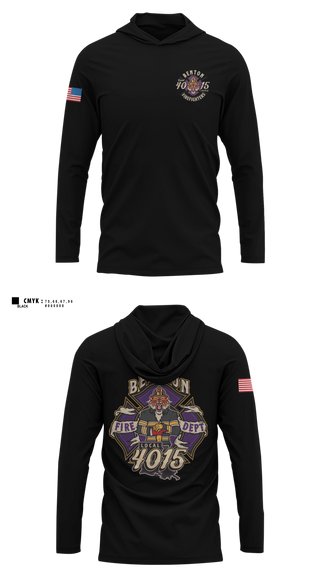 Long Sleeve Hooded Sun Shirt, Benton Fire, Fire Department, Teamtime, Team time, sublimation, custom sports apparel, team uniforms, spirit wear, spiritwear, sports uniforms, custom shirts, team store, custom team store, fundraiser sports, apparel fundraiser