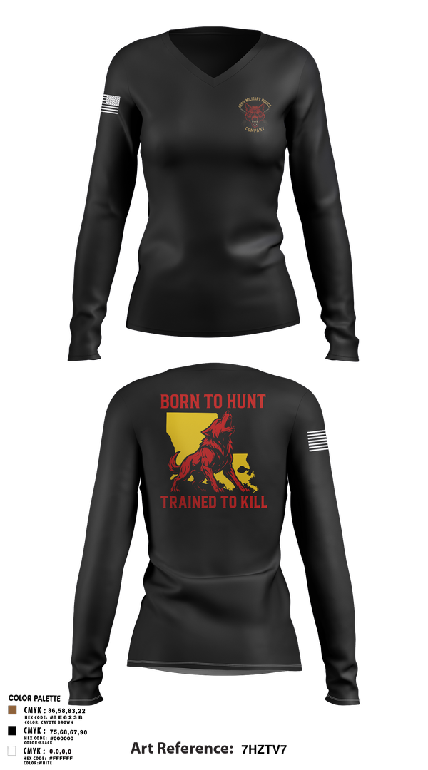 Womens Long Sleeve Vneck Shirt, 239th Military Police Company, , Teamtime, Team time, sublimation, custom sports apparel, team uniforms, spirit wear, spiritwear, sports uniforms, custom shirts, team store, custom team store, fundraiser sports, apparel fundraiser