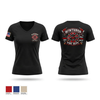 Womens Short Sleeve Vneck Shirt, Winthrop Fire Department, Fire Department, Teamtime, Team time, sublimation, custom sports apparel, team uniforms, spirit wear, spiritwear, sports uniforms, custom shirts, team store, custom team store, fundraiser sports, apparel fundraiser