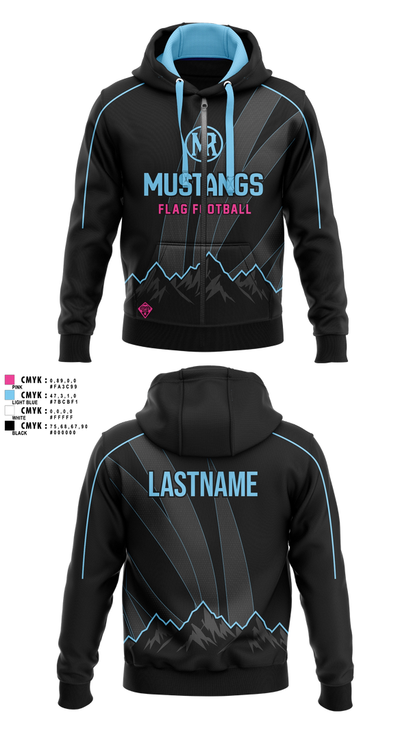 Zip Hoodie, Mountain Range HS Flag Football, Women's Soccer, Teamtime, Team time, sublimation, custom sports apparel, team uniforms, spirit wear, spiritwear, sports uniforms, custom shirts, team store, custom team store, fundraiser sports, apparel fundraiser