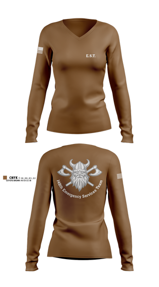 Womens Long Sleeve Vneck Shirt, 148th E.S.T., Police, Teamtime, Team time, sublimation, custom sports apparel, team uniforms, spirit wear, spiritwear, sports uniforms, custom shirts, team store, custom team store, fundraiser sports, apparel fundraiser