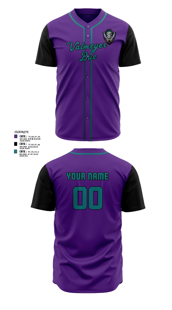 Full Button Baseball Jersey, Valmeyer Bucs, Baseball, Teamtime, Team time, sublimation, custom sports apparel, team uniforms, spirit wear, spiritwear, sports uniforms, custom shirts, team store, custom team store, fundraiser sports, apparel fundraiser