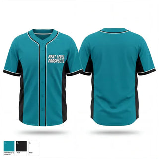 Full Button Baseball Jersey, Next Level Prospects, Baseball, Teamtime, Team time, sublimation, custom sports apparel, team uniforms, spirit wear, spiritwear, sports uniforms, custom shirts, team store, custom team store, fundraiser sports, apparel fundraiser