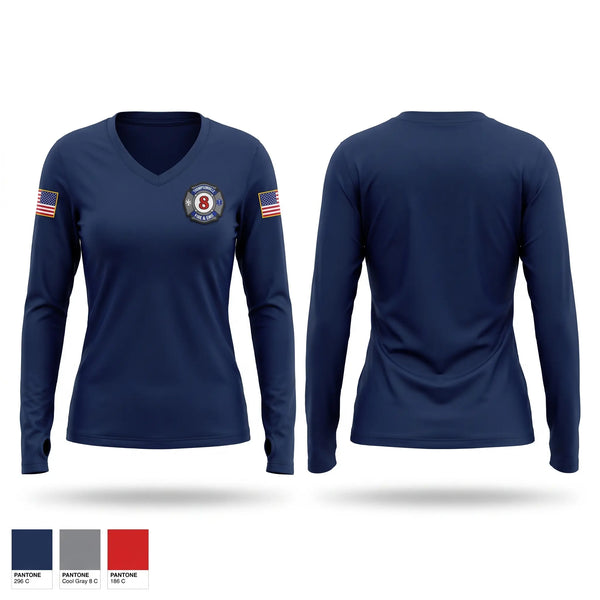 Womens Long Sleeve Vneck Shirt, Thompsonville Fire & EMS, Fire Department, Teamtime, Team time, sublimation, custom sports apparel, team uniforms, spirit wear, spiritwear, sports uniforms, custom shirts, team store, custom team store, fundraiser sports, apparel fundraiser