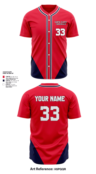 Full Button Baseball Jersey, Santa Clara Cardinals, Baseball, Teamtime, Team time, sublimation, custom sports apparel, team uniforms, spirit wear, spiritwear, sports uniforms, custom shirts, team store, custom team store, fundraiser sports, apparel fundraiser