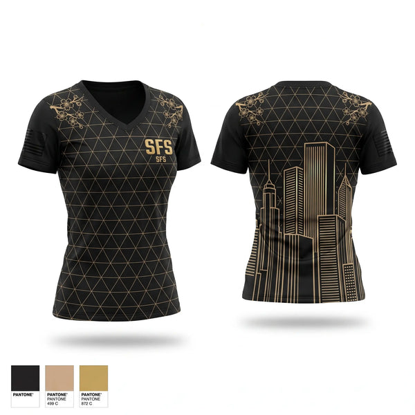 Womens Short Sleeve Vneck Shirt, SFS, Air Force, Teamtime, Team time, sublimation, custom sports apparel, team uniforms, spirit wear, spiritwear, sports uniforms, custom shirts, team store, custom team store, fundraiser sports, apparel fundraiser