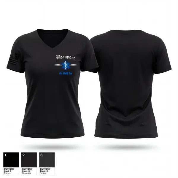 Womens Short Sleeve Vneck Shirt, Beauport Ambulance, EMS/EMT, Teamtime, Team time, sublimation, custom sports apparel, team uniforms, spirit wear, spiritwear, sports uniforms, custom shirts, team store, custom team store, fundraiser sports, apparel fundraiser