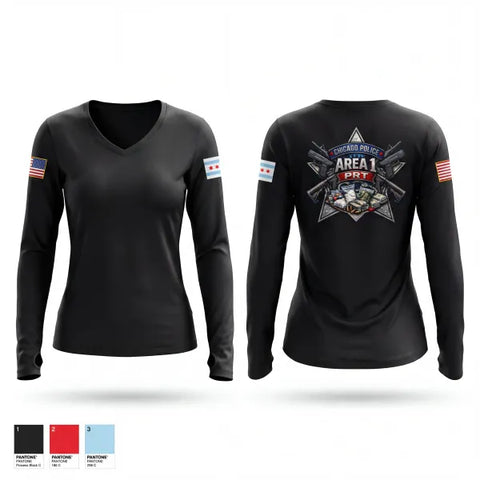 Womens Long Sleeve Vneck Shirt, Priority Response Team, Police, Teamtime, Team time, sublimation, custom sports apparel, team uniforms, spirit wear, spiritwear, sports uniforms, custom shirts, team store, custom team store, fundraiser sports, apparel fundraiser